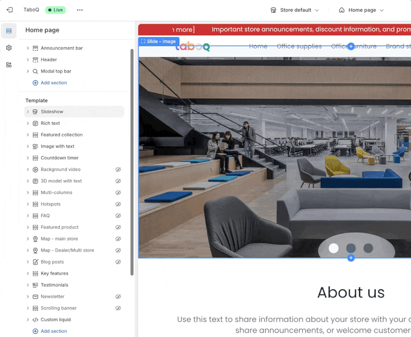 Add section button in Shopify Theme Editor