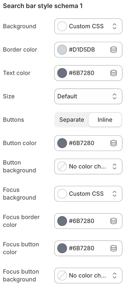 Search Bar Style Schema
